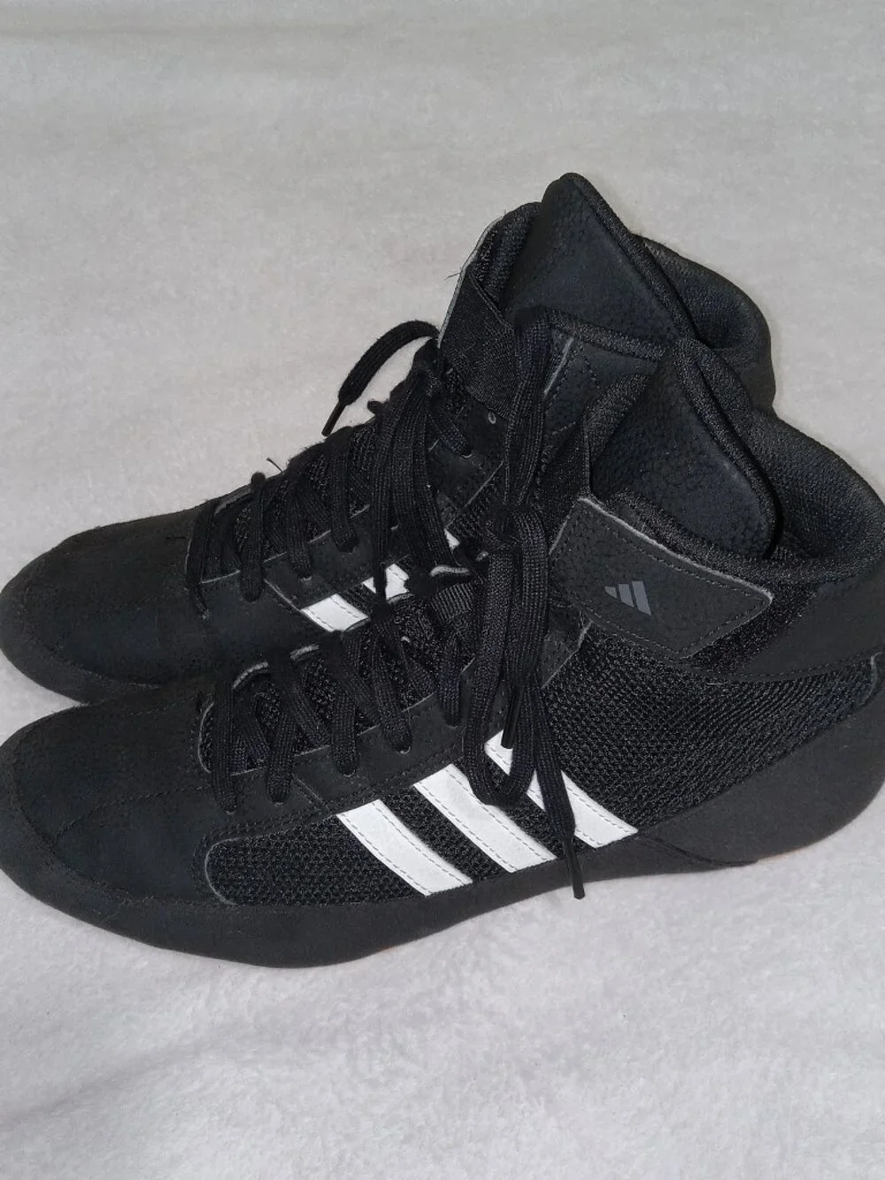 Adidas HVC Wrestling Shoes Men's 9 Black/ Leather Combat Gum Soles